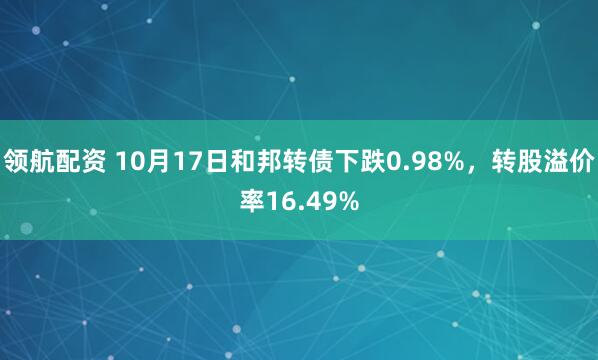 领航配资 10月17日和邦转债下跌0.98%，转股溢价率16.49%